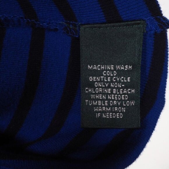 Charter Club Womens L Striped Blue & Black Pullover Top With Gold Button Accents - Picture 9 of 9